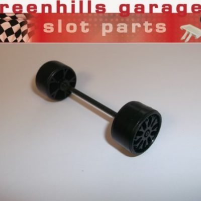 Greenhills Scalextric Mercedes C Class ProMarkt Front Axle & Wheels Black C699 - Used - P4353 ##x