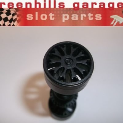 Greenhills Scalextric Mercedes C Class Promarkt No 5 rear axle and wheels black C699 - Used - P4321 ##x