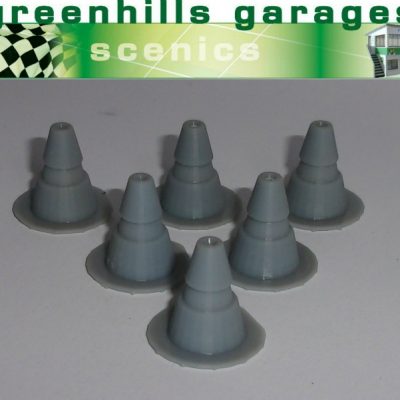 Greenhills Scalextric Carrera Unpainted Set of 6 Traffic Cones 1.32 Scale Scenery - NEW - MACC787