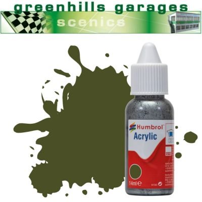 Greenhills Humbrol 14ml Dropper Bottle of Acrylic Olive Drab Matt DB0155 - C5214
