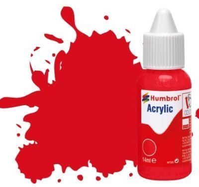 Greenhills Humbrol 14ml Dropper Bottle of Acrylic Red Gloss DB0019 - C5283