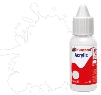 Greenhills Humbrol 14ml Dropper Bottle of Acrylic White Gloss DB0022 - C5294