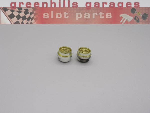 Greenhills Scalextric MG Metro 6R4 BP Gold Wheel Pair C392 - Used - P7258