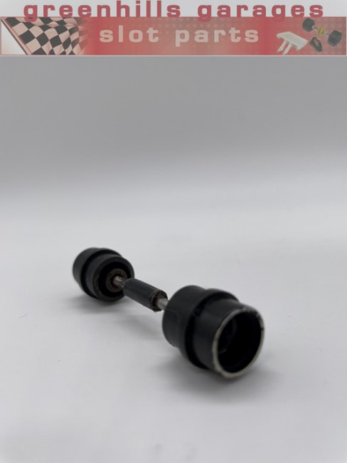 Greenhills Scalextric Triumph TR7 Black Front Axle & Wheels - Used - P7516