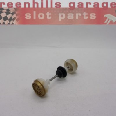 Greenhills Scalextric Maserati MC12 Rear Axle + Wheels Gold- Used- P7772**