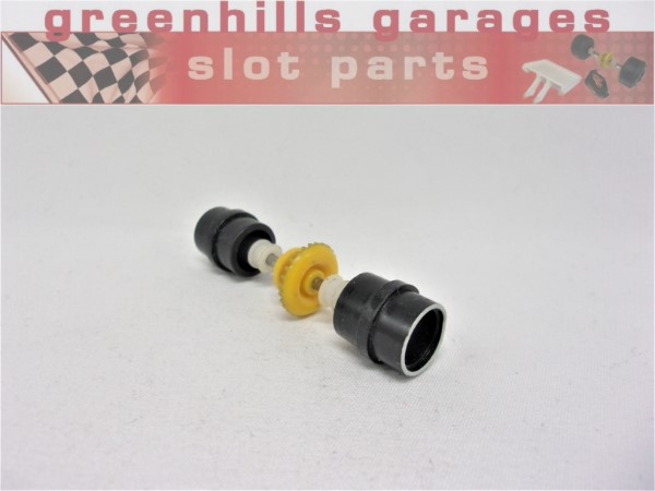 Greenhills Scalextric Triumph TR7 Rear Axle+Wheels Gold Rims- Used - P8085**