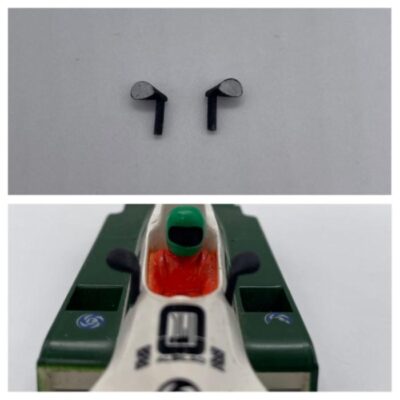 GP55 - Greenhills Black with Silver Wing Mirror Pair for Scalextric Saudia Leyland FW07B - NEW