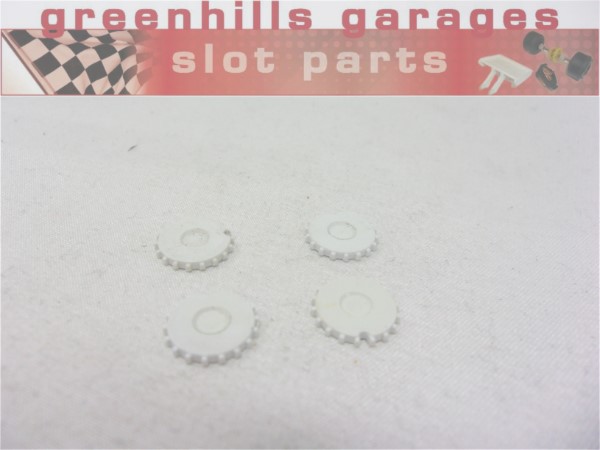 Greenhills Scalextric Porsche 962/Ford Escort Cosworth Wheel Trims x4 White-Used- P8148** - Image 2