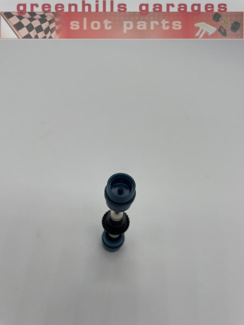 Greenhills Scalextric Rear 66mm Axle + Blue Wheels + Gear Wheel - Used - P8886