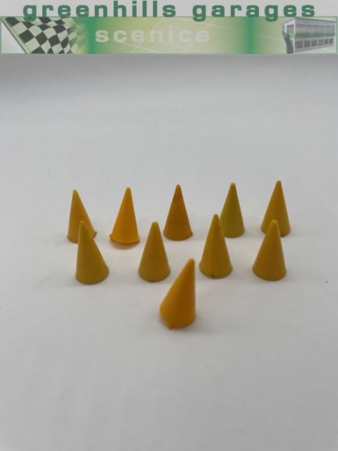 Greenhills Scalextric Yellow Marker Cones x 10 - Used - ACC2817