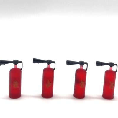 Greenhills Set of 4 x Red Painted Fire Extinguishers 1.32 Scale - NEW - GP73