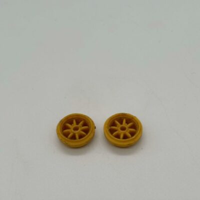 Greenhills Scalextric Formula Junior Yellow Open Hub Wheel Pair - Used - P4289