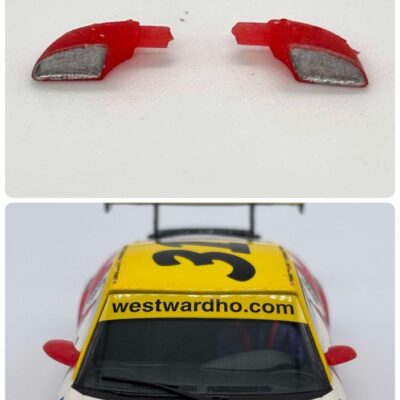 Greenhills Scalextric Porsche 911 GT3R Red & Silver Wing Mirror Pair - NEW - GP82
