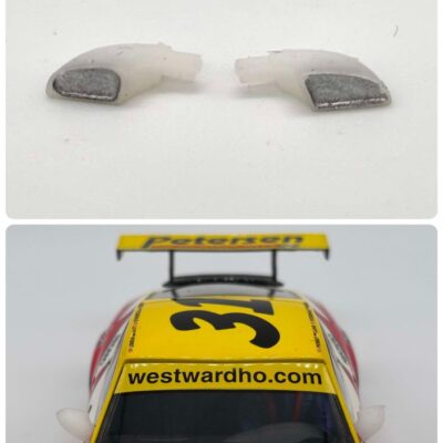 Greenhills Scalextric Porsche 911 GT3R White & Silver Wing Mirror Pair - NEW - GP86