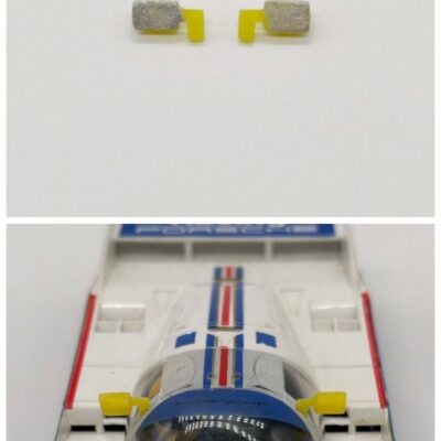 Greenhills Yellow with Silver Wing Mirror Pair for Scalextric Porsche 962 - New - GP92