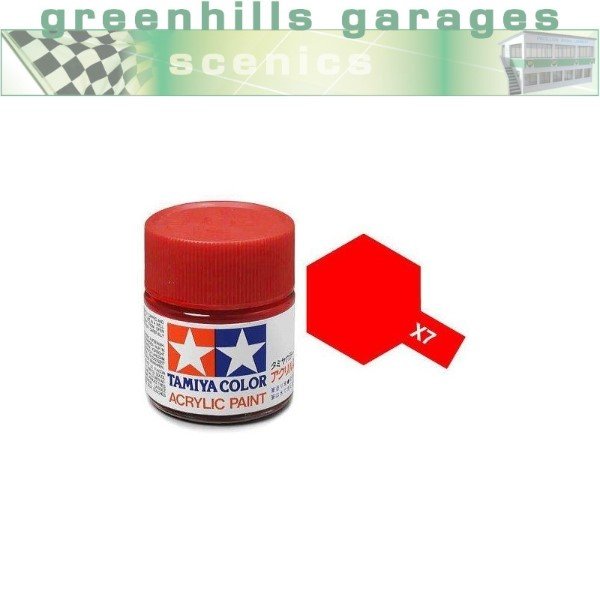 Greenhills Tamiya 10ml Bottle of Acrylic Paint - Red X-7 81507 - C523