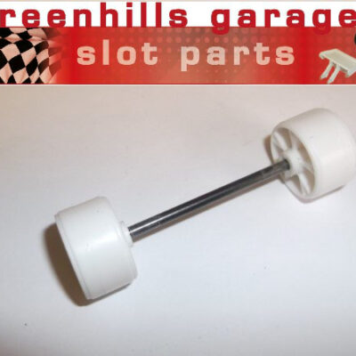 Greenhills Scalextric Mercedes C Class D2 front axle and wheels white - Used - P3337