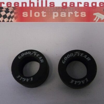 Greenhills Scalextric Goodyear Eagle F1 Front Tyres Pair with White Lettering - Used - P7189