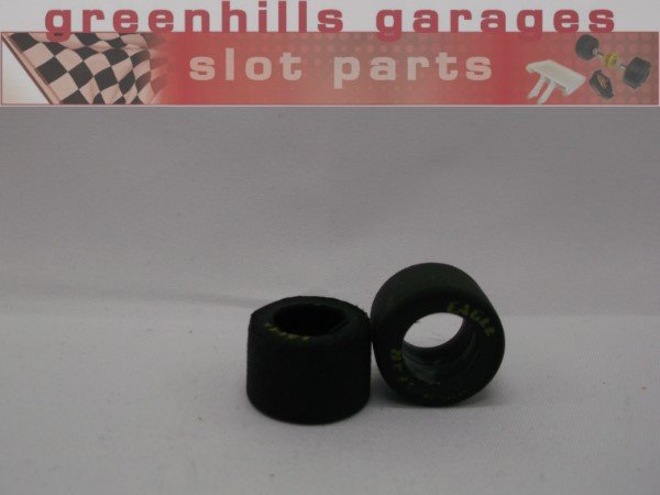 Greenhills Scalextric Benetton Ford Rear Tyre Pair - Yellow Good Year Eagle - Used - P6614