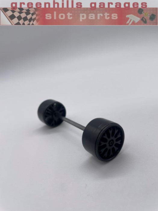 Greenhills Scalextric Opel Calibra Black Front Axle & Wheels - Used - P8532