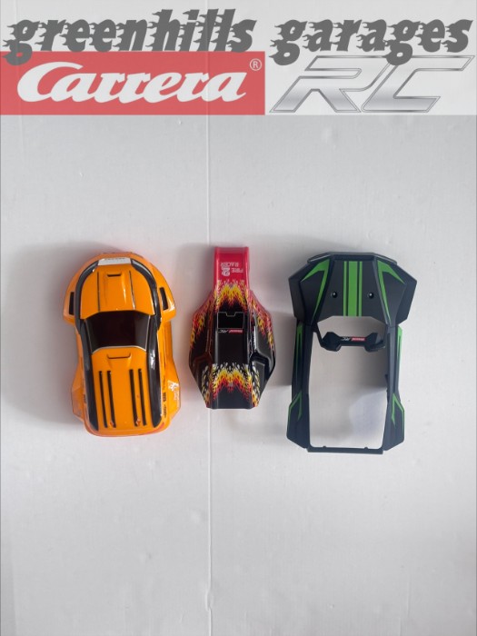 Carrera RC - CLEARANCE - 3x Body Shells - Rock Cruiser Black/Green - Gear Monster 2 - Fire Racer 2 - Used - CRCP420