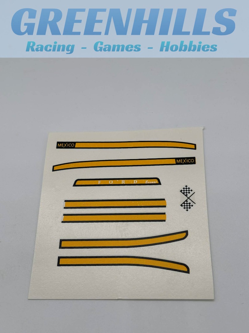 Greenhills Scalextric Ford Escort Mexico Yellow Waterslides - NEW - ACC4004