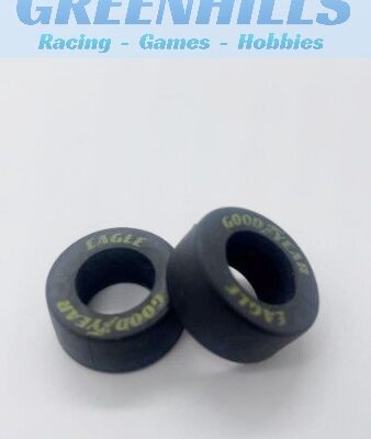Greenhills Scalextric Goodyear Eagle Front Tyre Pair - Yellow Lettering - NEW - P8878