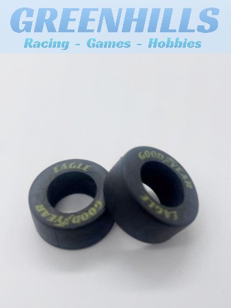Greenhills Scalextric Goodyear Eagle Front Tyre Pair - Yellow Lettering - NEW - P8878