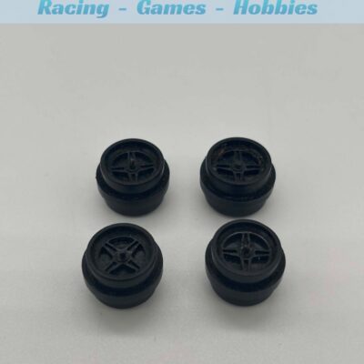 Greenhills Scalextric Brabham BT44 / Ferrari 312T Black Front Wheels x 4 - P11163