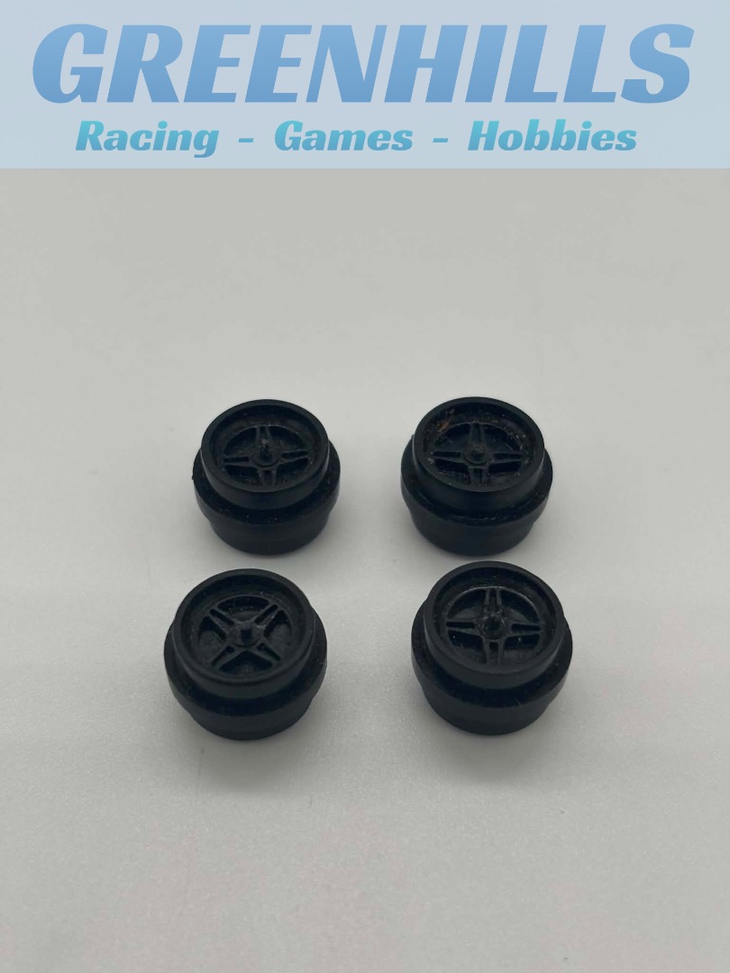 Greenhills Scalextric Brabham BT44 / Ferrari 312T Black Front Wheels x 4 - P11163