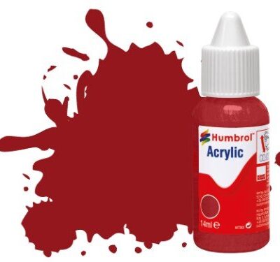 Greenhills Humbrol 14ml Dropper Bottle of Acrylic Crimson Gloss DB0020 - C5292