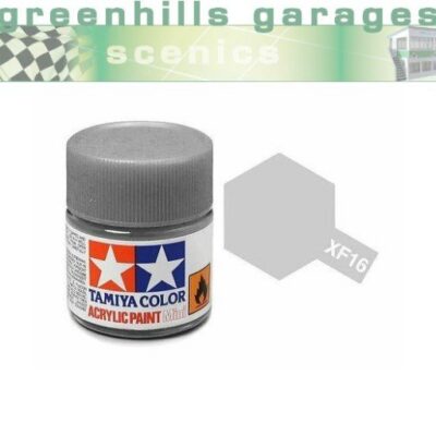 Greenhills Tamiya 10ml Bottle of Acrylic Paint - Flat Aluminium XF-16 81716 - C585