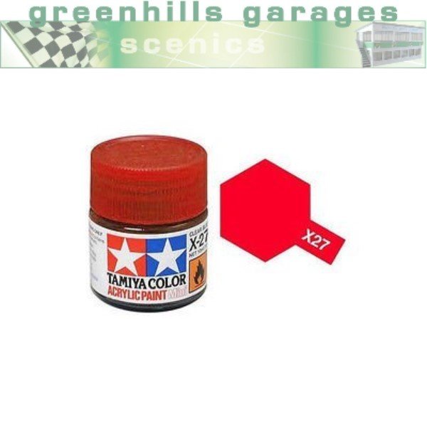 Greenhills Tamiya 10ml Bottle of Acrylic Paint - Clear Red X-27 - C552