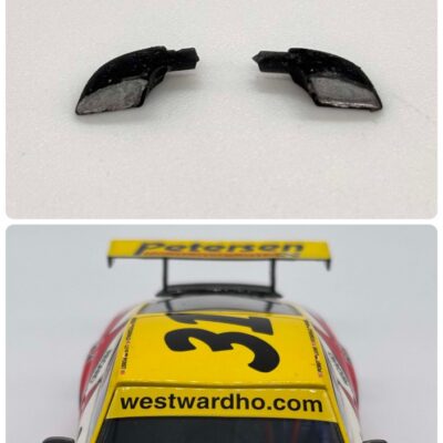 Greenhills Scalextric Porsche 911 GT3R Black & Silver Wing Mirror Pair - NEW - GP20
