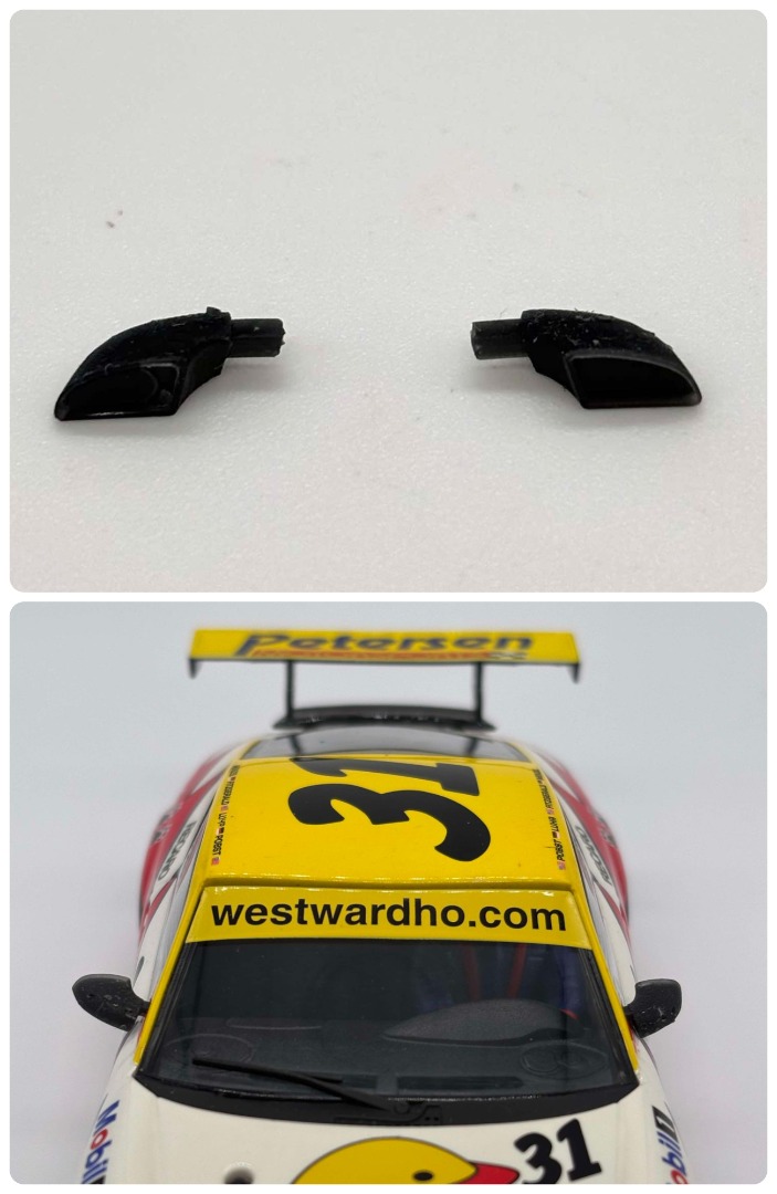 Greenhills Repro Black Wing Mirror Pair for Scalextric Porsche 911 GT3R - NEW - GP19