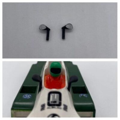 GP55 - Greenhills Black with Silver Wing Mirror Pair for Scalextric Saudia Leyland FW07B - NEW