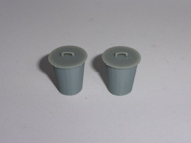 Greenhills Unpainted Trash Can Pair - 1.32 Scale Scenery - NEW - MACC788