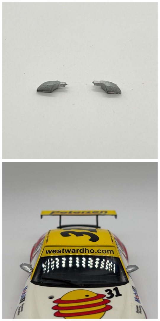 Greenhills Scalextric Porsche 911 GT3R Silver Wing Mirror Pair - NEW - GP102
