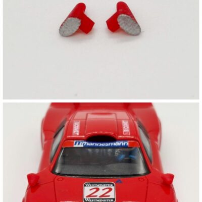 Greenhills Red & Silver Wing Mirror Pair for Scalextric Porsche 911 GT1 - NEW - GP130