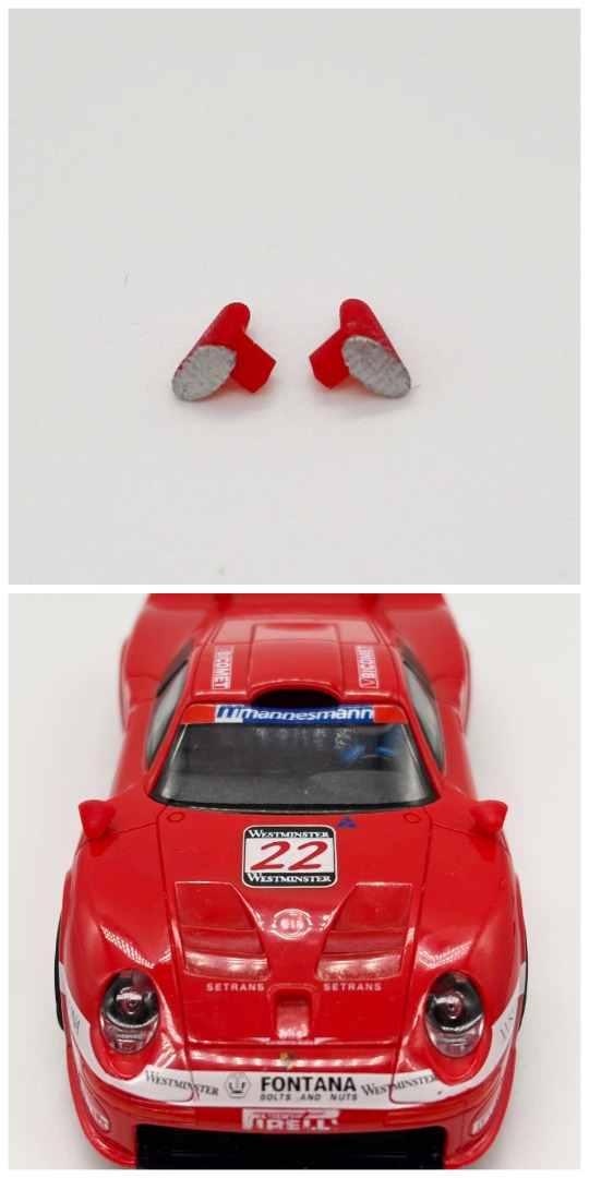 Greenhills Red & Silver Wing Mirror Pair for Scalextric Porsche 911 GT1 - NEW - GP130