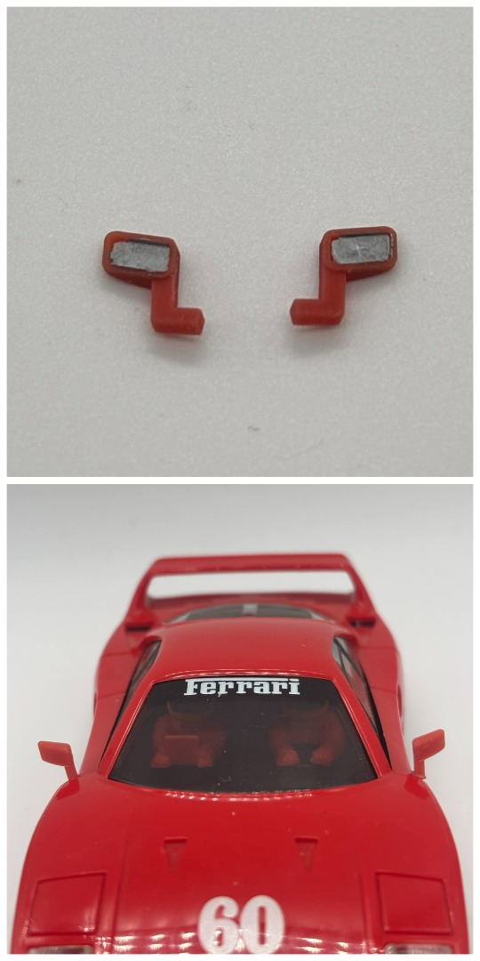 GP152 - Greenhills Red with Silver Wing Mirror Pair for Scalextric Ferrari F40 - NEW